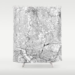 Washington D.C. White Map Shower Curtain
