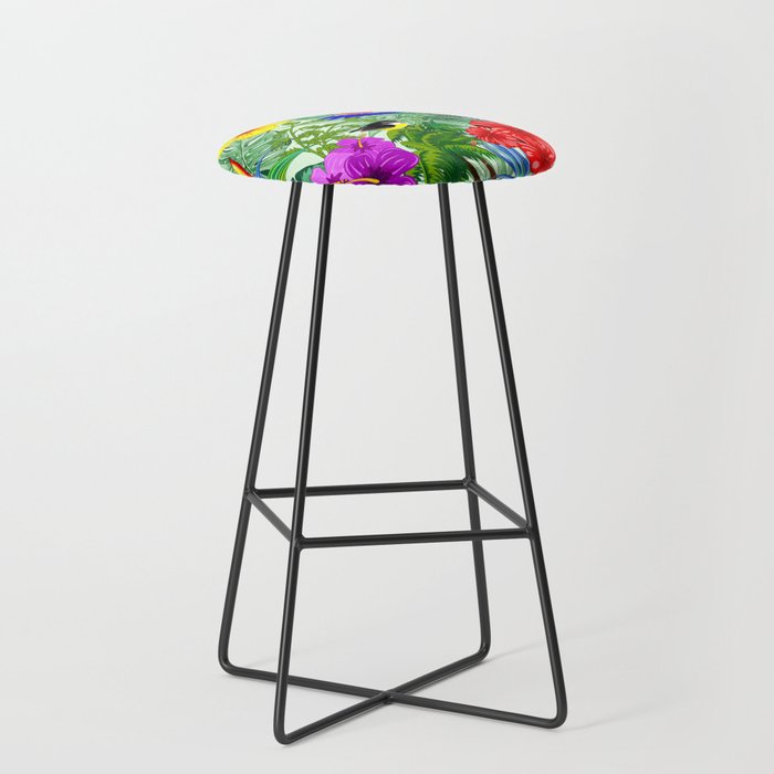 Wild Birds and Tropical Nature Pattern Bar Stool
