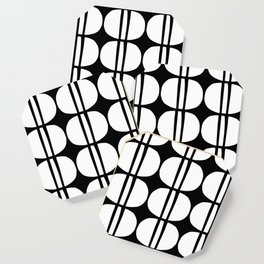Mid Century Modern Geometric Pattern 132 Black and White Coaster
