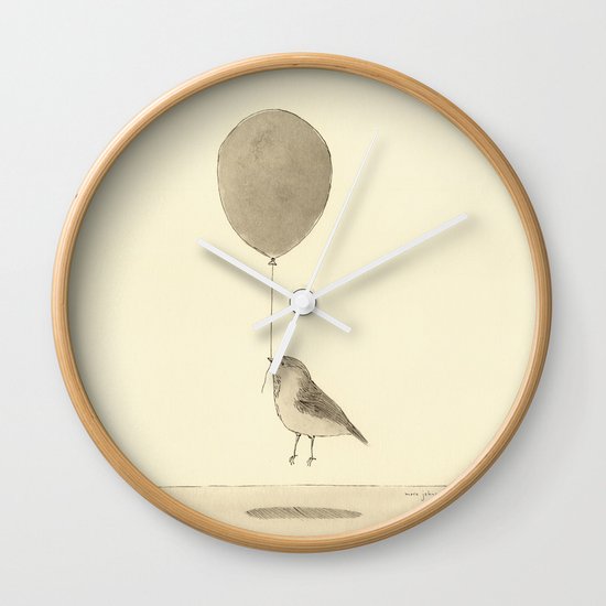 bird with a balloon Wall Clock