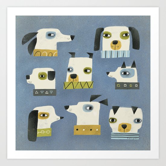 DOG HEADS Art Print