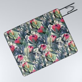 Painted Protea Pattern Picnic Blanket