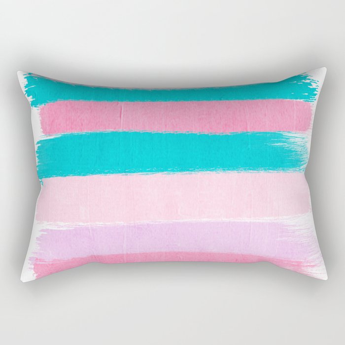 Stripes turquoise pink bright pink pastels beach spring summer trendy color palettes Rectangular Pillow