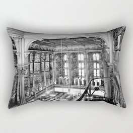 A Book Lover's Dream - Cast-iron Book Alcoves Cincinnati Library black and white photography Rectangular Pillow