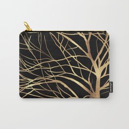 Modern Gold Tree Silhouette Minimal Black Design Carry-All Pouch