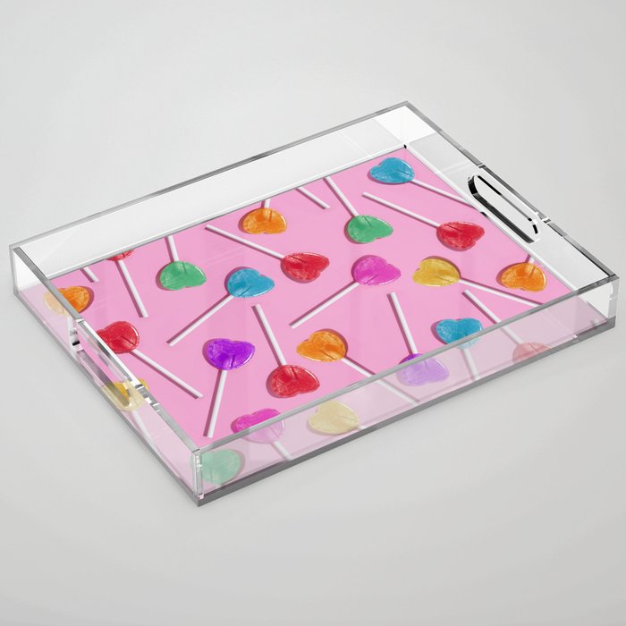 Light rainbow heart pattern Acrylic Tray