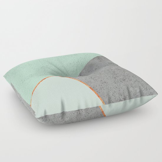 MINT COPPER GRAY GEOMETRIC PATTERN Floor Pillow by Xiari Society6