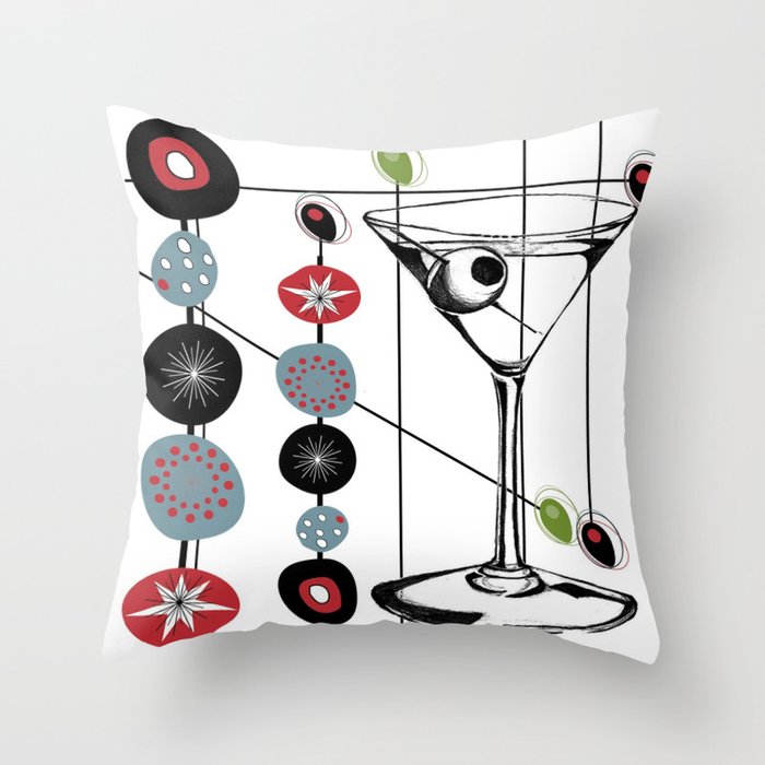 Mid-Century Modern Art Atomic Cocktail 3.0 Throw Pillow