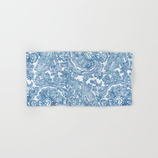 Blue Boho Paisley Pattern II Hand & Bath Towel