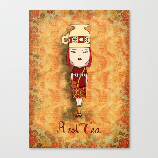 Red Tea Girl Canvas Print