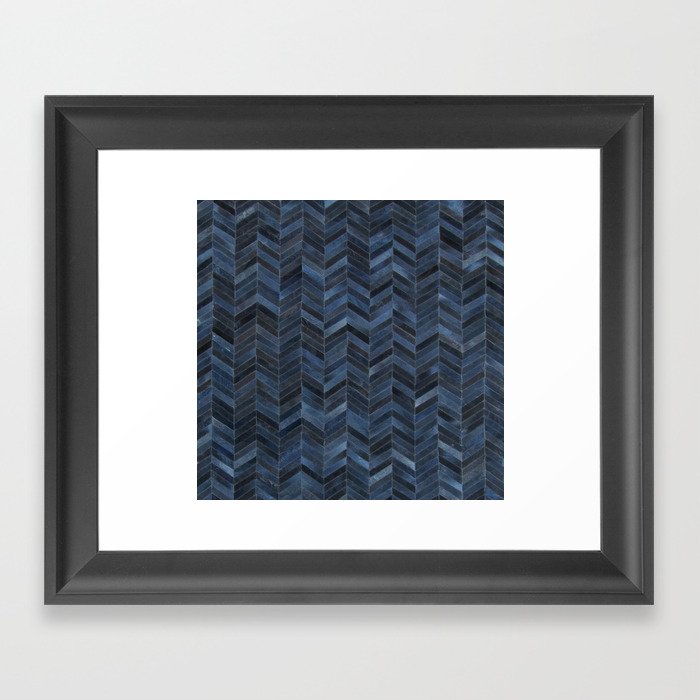 Blue Chevron cowhide Framed Art Print