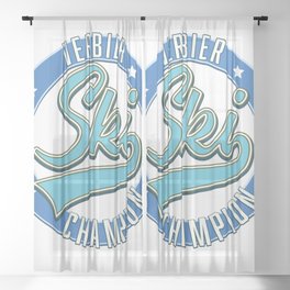 Verbier Ski Champion retro logo. Sheer Curtain