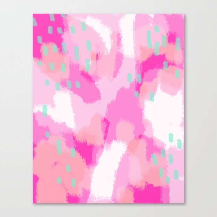 amelia - Pink Abstract Digital Painting Canvas Print
