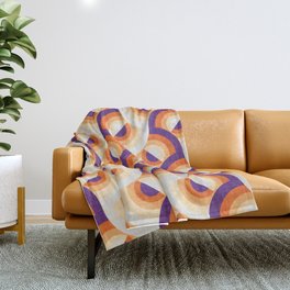 Here comes the sun // violet and orange gradient 70s inspirational groovy geometric suns Throw Blanket