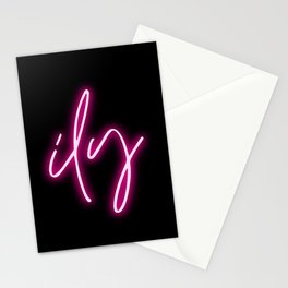 ILY I Love You Baby Pink Neon Sign  Stationery Card