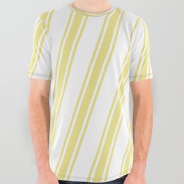 [ Thumbnail: White & Tan Colored Lines/Stripes Pattern All Over Graphic Tee ]