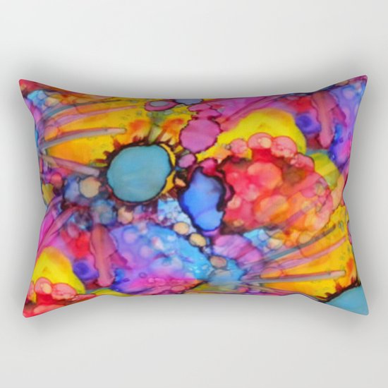 Rainbow Splats Alcohol Inks Rectangular Pillow