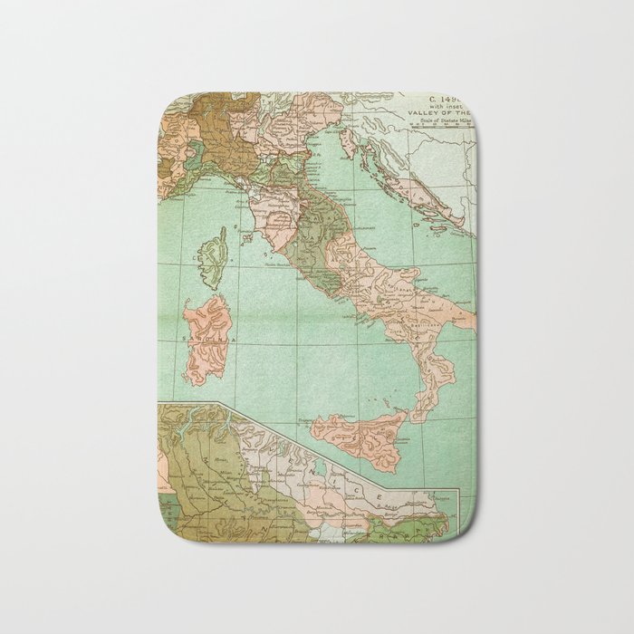 Italy in 1490 - Vintage Map Series Bath Mat