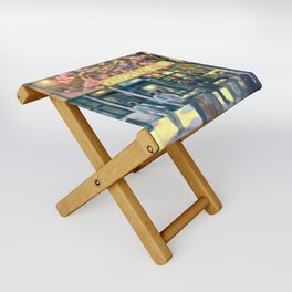 Shakespeare and Company night life painting by Bonnie Parkinson Folding Stool