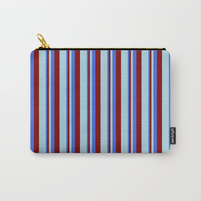 Royal Blue, Maroon, and Light Blue Colored Lines Pattern Carry-All Pouch