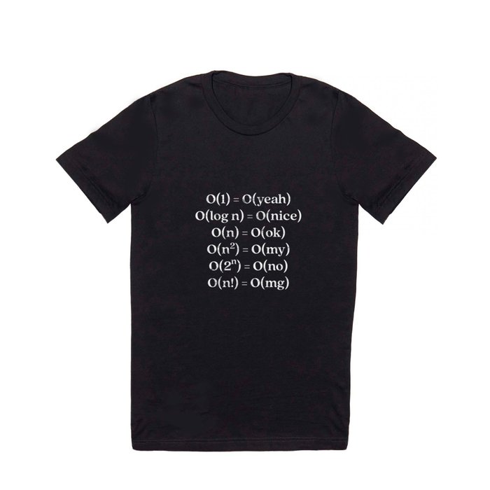 Funny programming graphic Alternative Big O Notation design T Shirt by  farhan | Society6