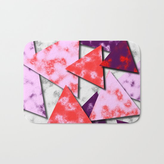 Triangles Layered Pattern in Red Purple and Pink Bath Mat