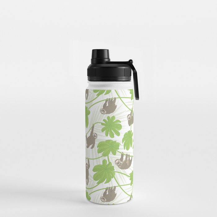 Happy Sloths and Cecropia leaves Water Bottle
