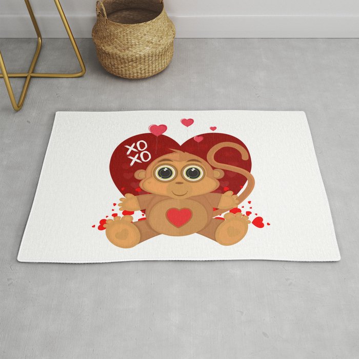 Valentine's Day Monkey Rug