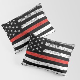Firefighter Red Line American Flag Pillow Sham