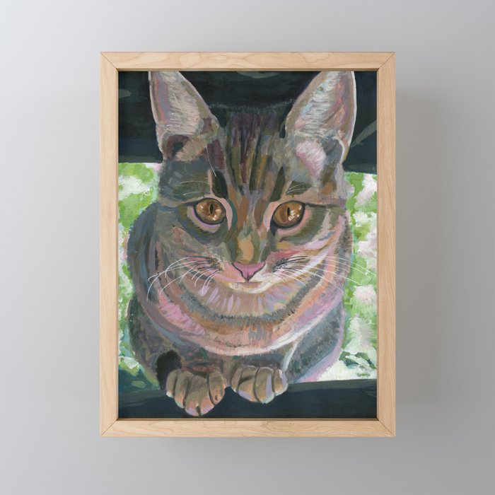 Gray cat Framed Mini Art Print