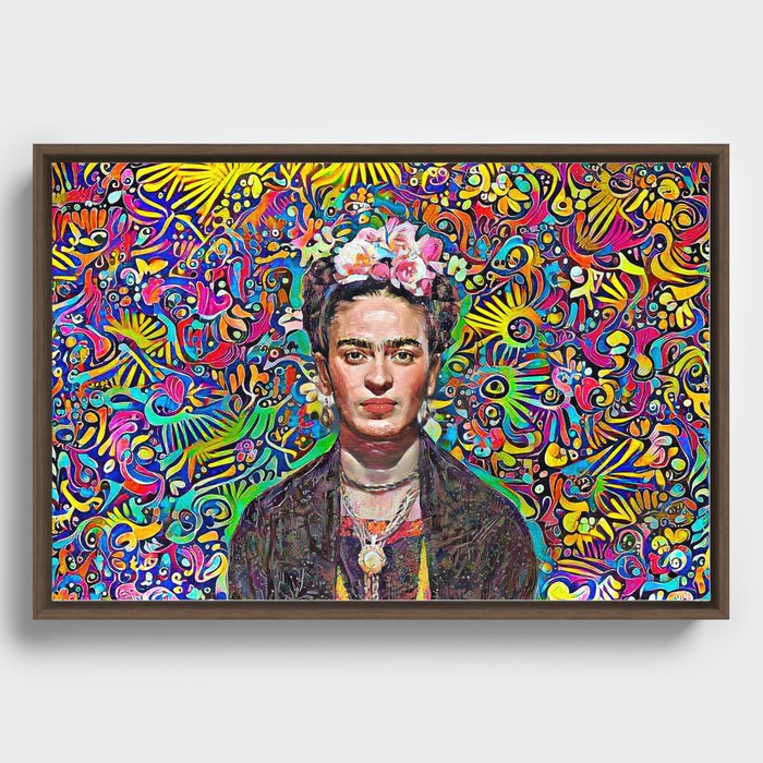 Mexican Artesania Frida Framed Canvas