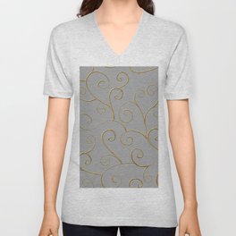 Baroque Style Seamless Pattern Ornament Background. Elegant Luxury Fashion Texture V Neck T Shirt