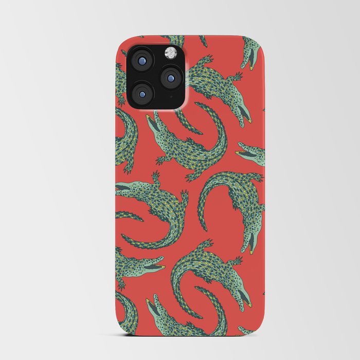Crocodiles (Deep Coral and Mint Palette) iPhone Card Case