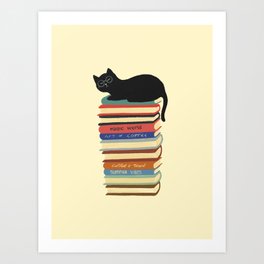 Hidden cat 31 reading books  Art Print