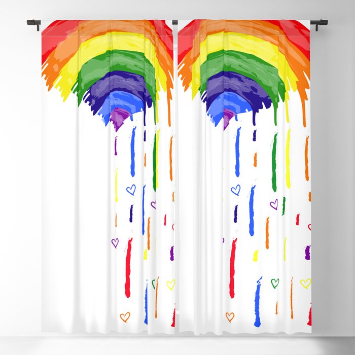 Love Rainbow Rain Blackout Curtain