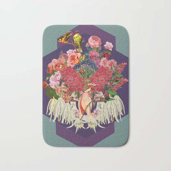 Floral and Parrot Bath Mat