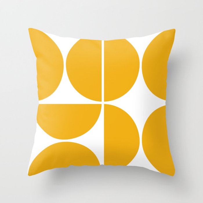 Mid Century Modern Yellow Square Throw Pillow
