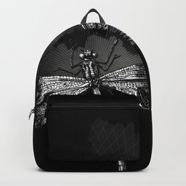 DRAGONFLY II Backpack | Drawing, Digital, Dragonfly, Black, White, Dark, Vintage, Piaschneider, Clouds, Night 