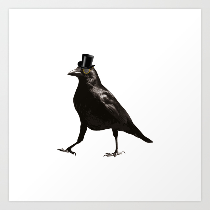 Raven Wearing Top Hat Art Print by