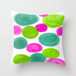 PINK AND GREEN DOTS Throw Pillow