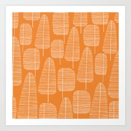 Mid Century Modern Forest Navel Orange Art Print