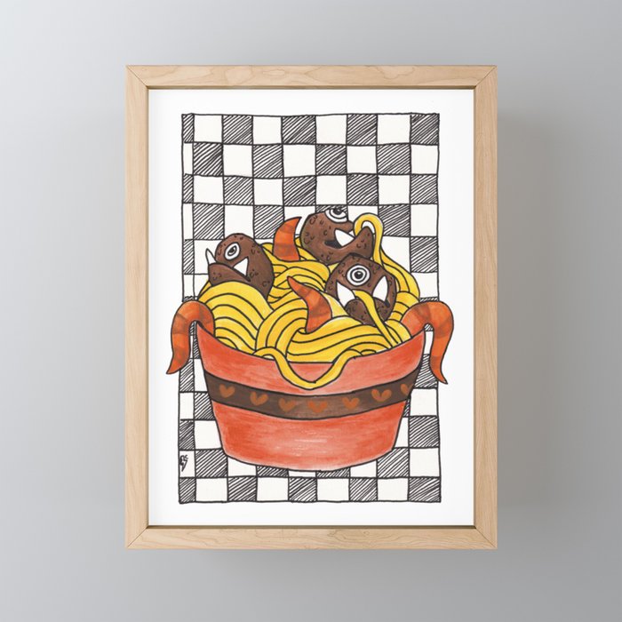 Creature Spaghetti Framed Mini Art Print