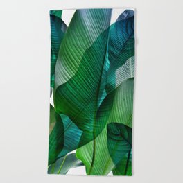 Palm leaf jungle Bali banana palm frond greens Beach Towel