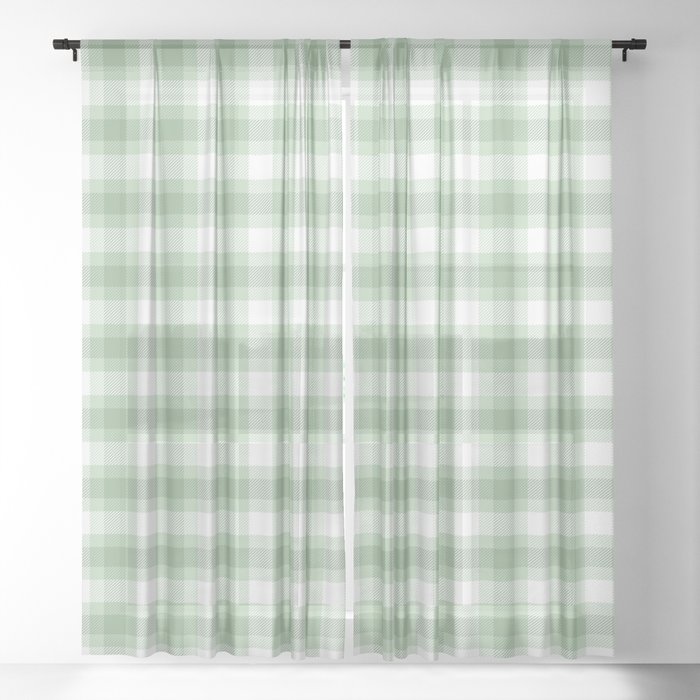 Green Tartan Plaid Pattern,Clan,Clark,Scottish.Scotland.Stewart,Scots,Gingham,Checkered,Check,Stripes,Traditional, Sheer Curtain