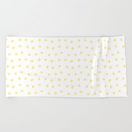 Yellow minimal hand drawn ring pattern Beach Towel