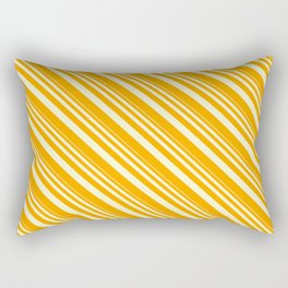 [ Thumbnail: Light Yellow and Orange Colored Lined Pattern Rectangular Pillow ]