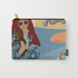 mom in paradise Carry-All Pouch | Dogatthebeach, Vacationmood, Paradiseart, Momart, Momillustration, Digital, Yorkie, Vacationlife, Momatthebeach, Tropicallife 