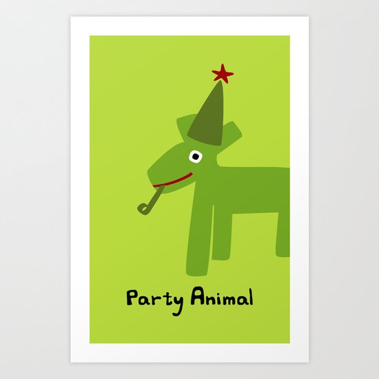 Party Animal-Green Art Print