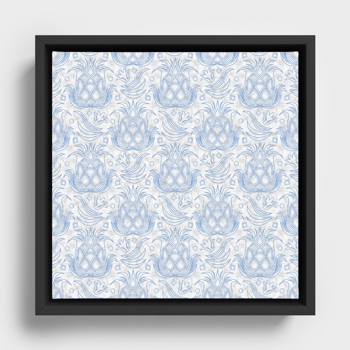 Pineapple Deco // Blue & Marble Framed Canvas