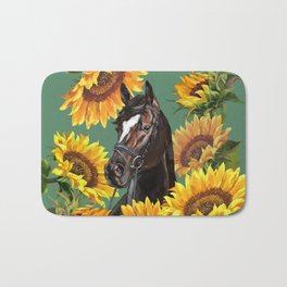 Horse with Sunflowers Bath Mat